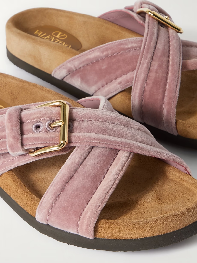 Buckled velvet slides Buckled velvet slides