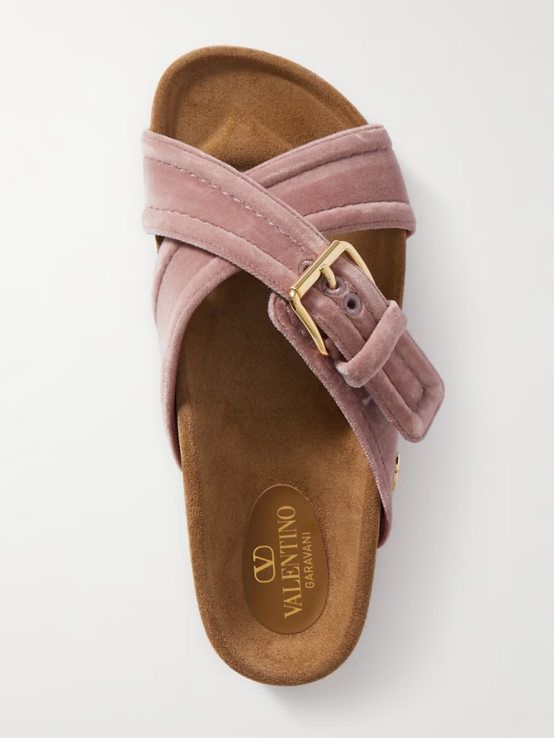 Buckled velvet slides Buckled velvet slides
