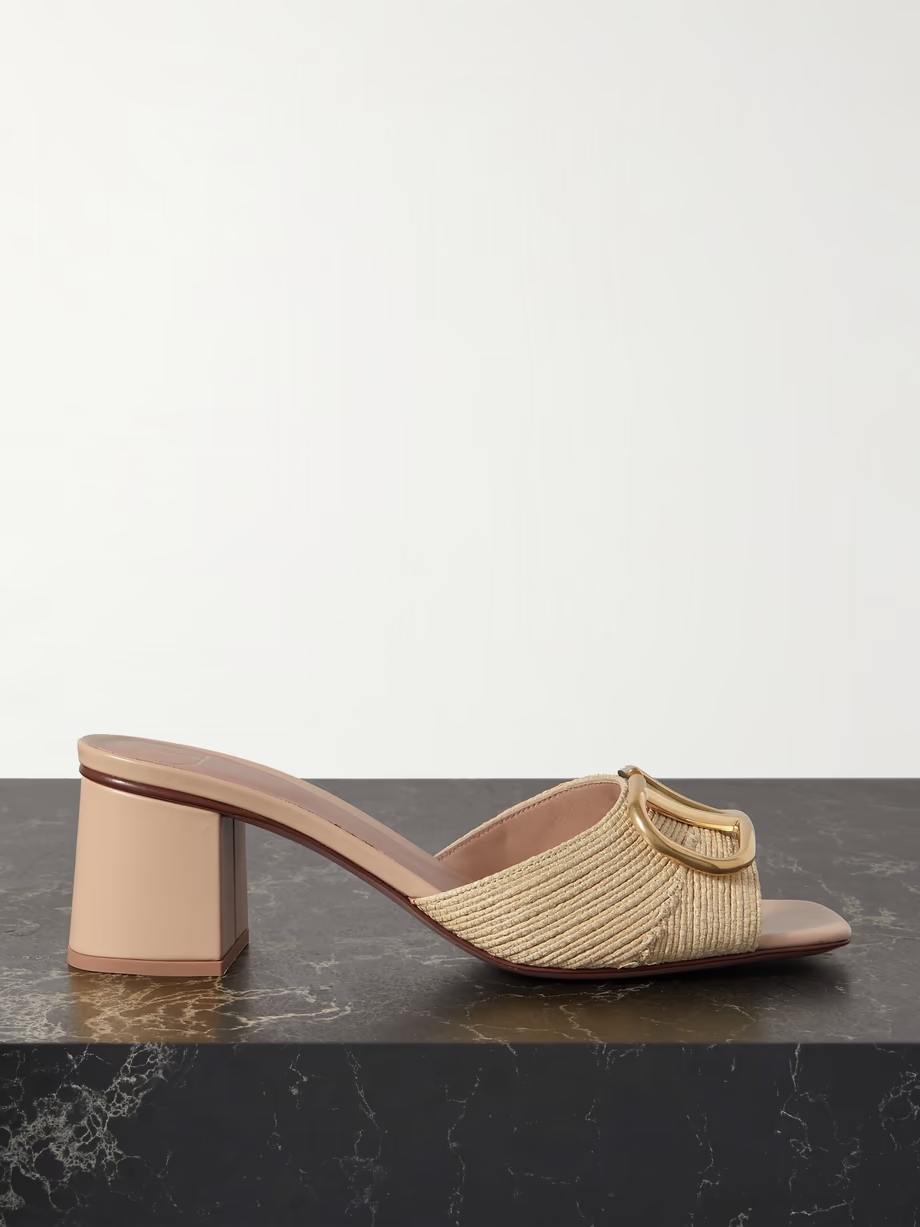 VLOGO 60 embellished woven raffia mules VLOGO 60 embellished woven raffia mules