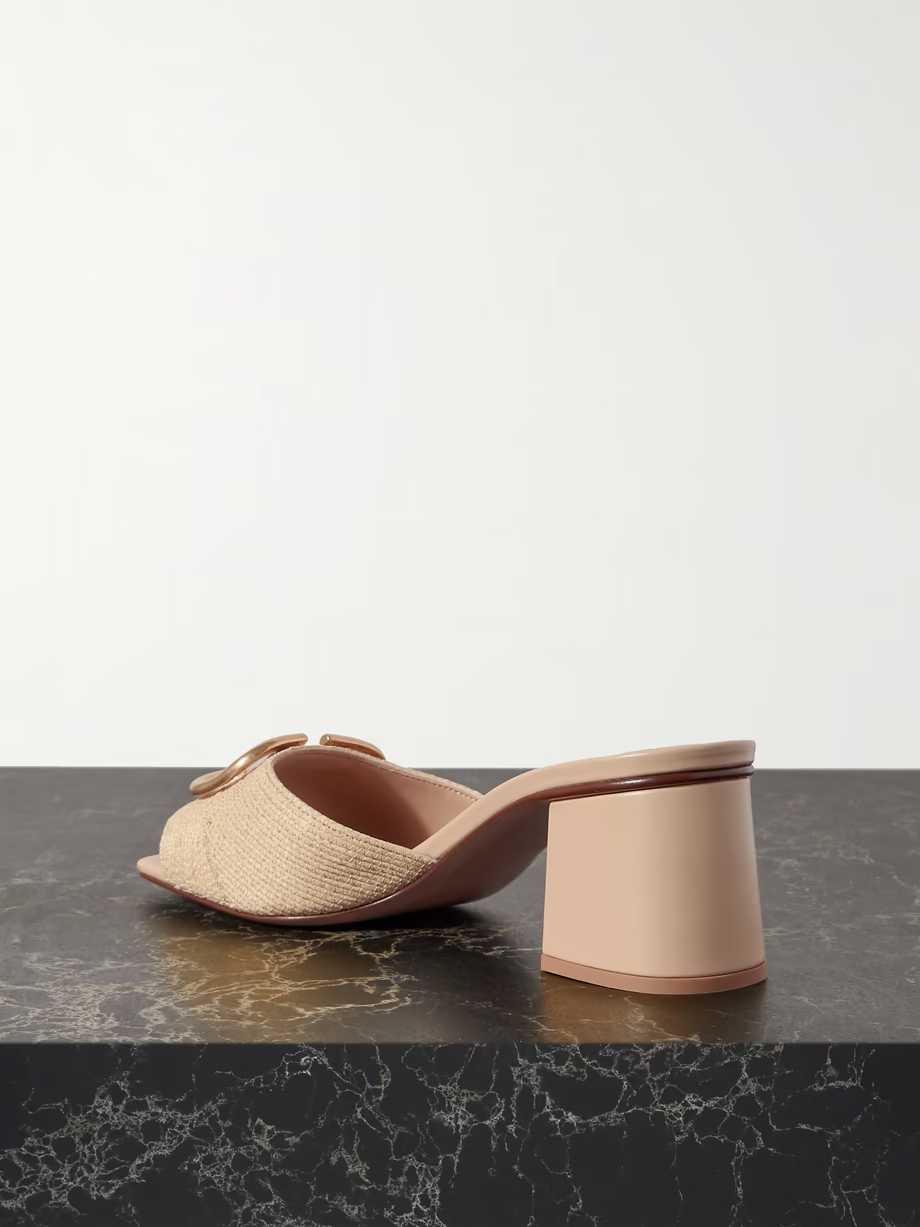 VLOGO 60 embellished woven raffia mules VLOGO 60 embellished woven raffia mules
