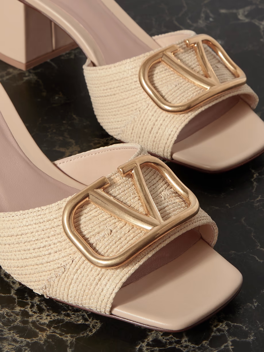 VLOGO 60 embellished woven raffia mules VLOGO 60 embellished woven raffia mules