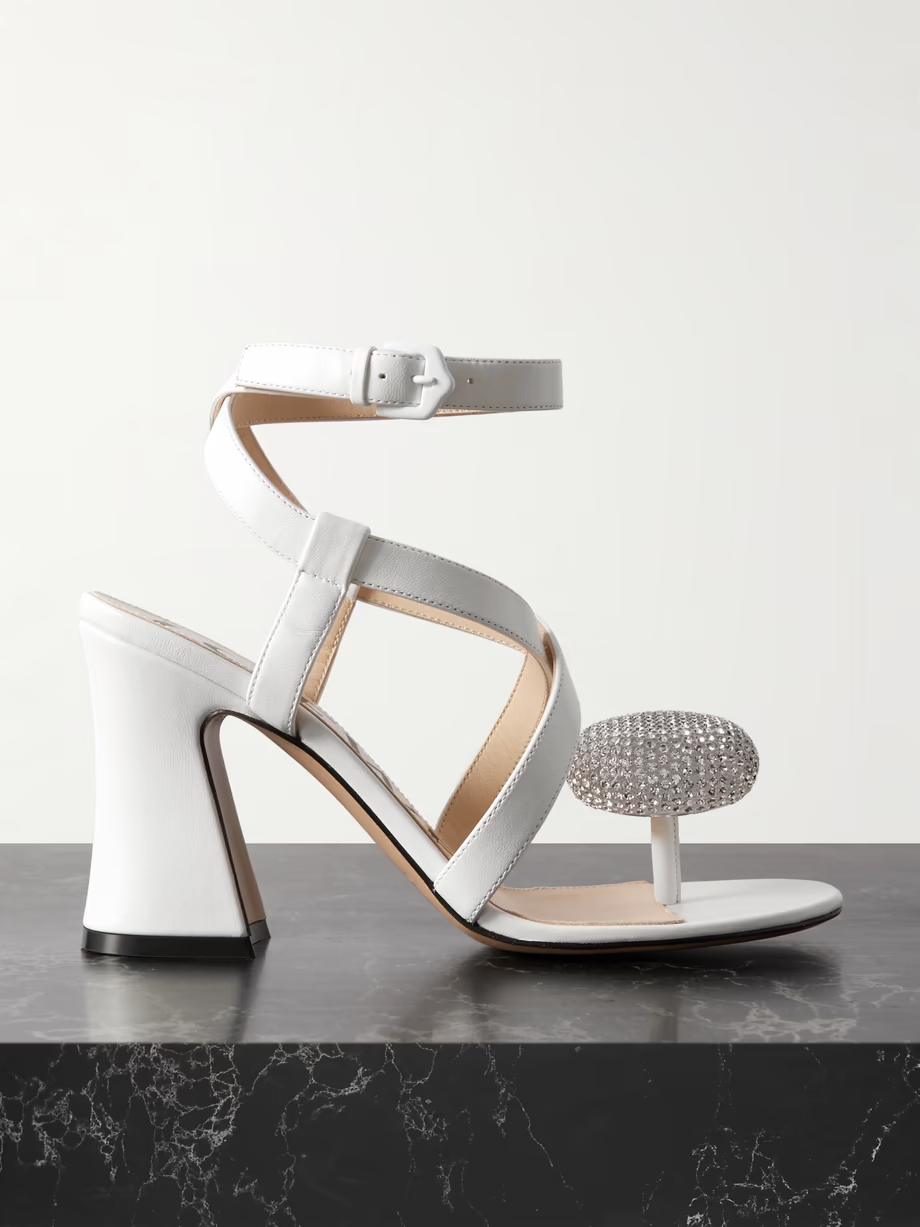 + Paula\'s Ibiza Calle Pebble crystal-embellished leather sandals + Paula\'s Ibiza Calle Pebble crystal-embellished leather sandals