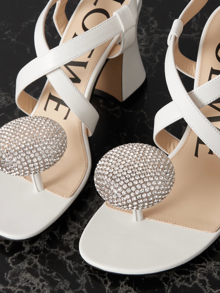 + Paula\'s Ibiza Calle Pebble crystal-embellished leather sandals + Paula\'s Ibiza Calle Pebble crystal-embellished leather sandals