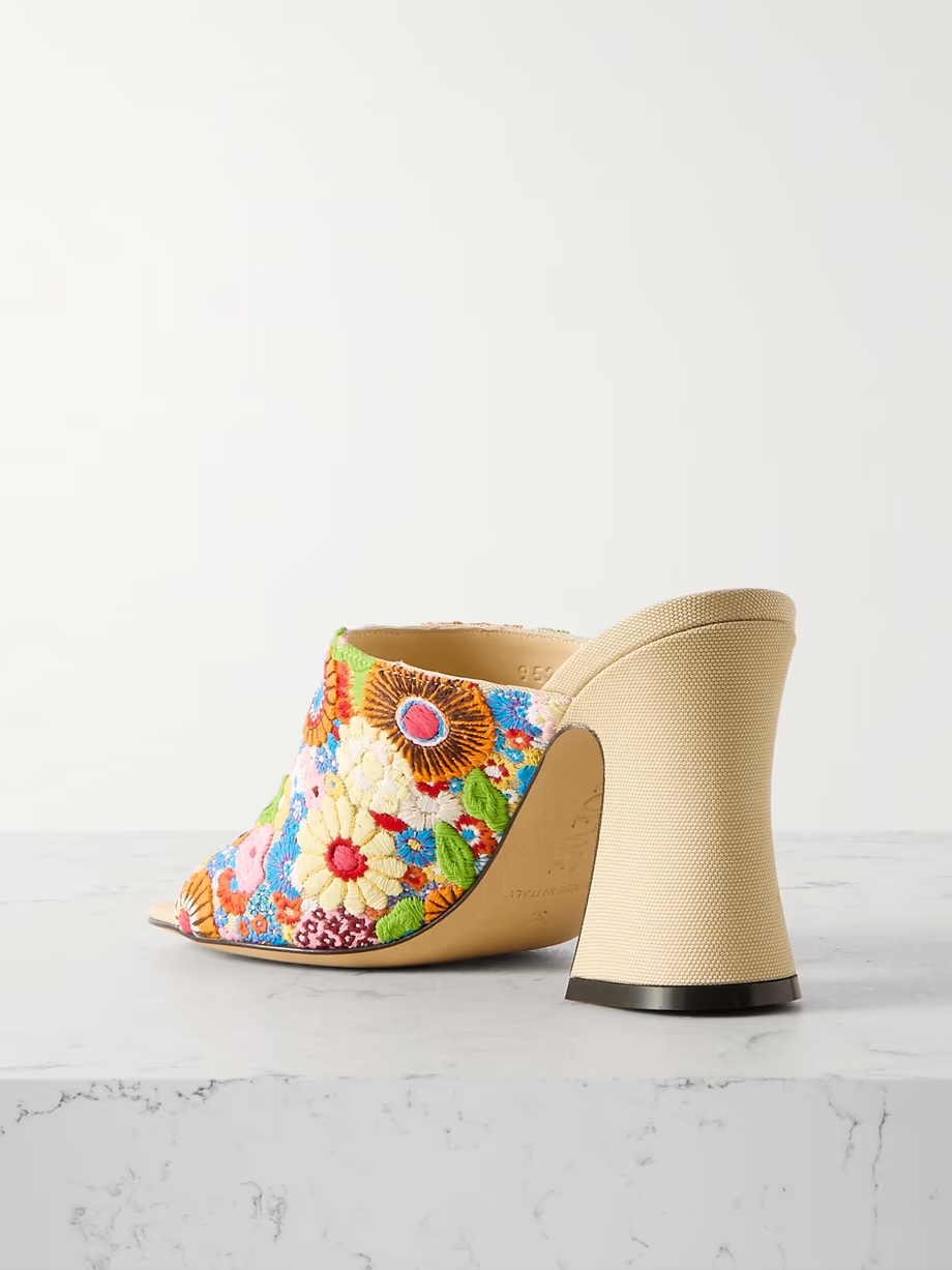+ Paula\'s Ibiza embroidered canvas mules + Paula\'s Ibiza embroidered canvas mules