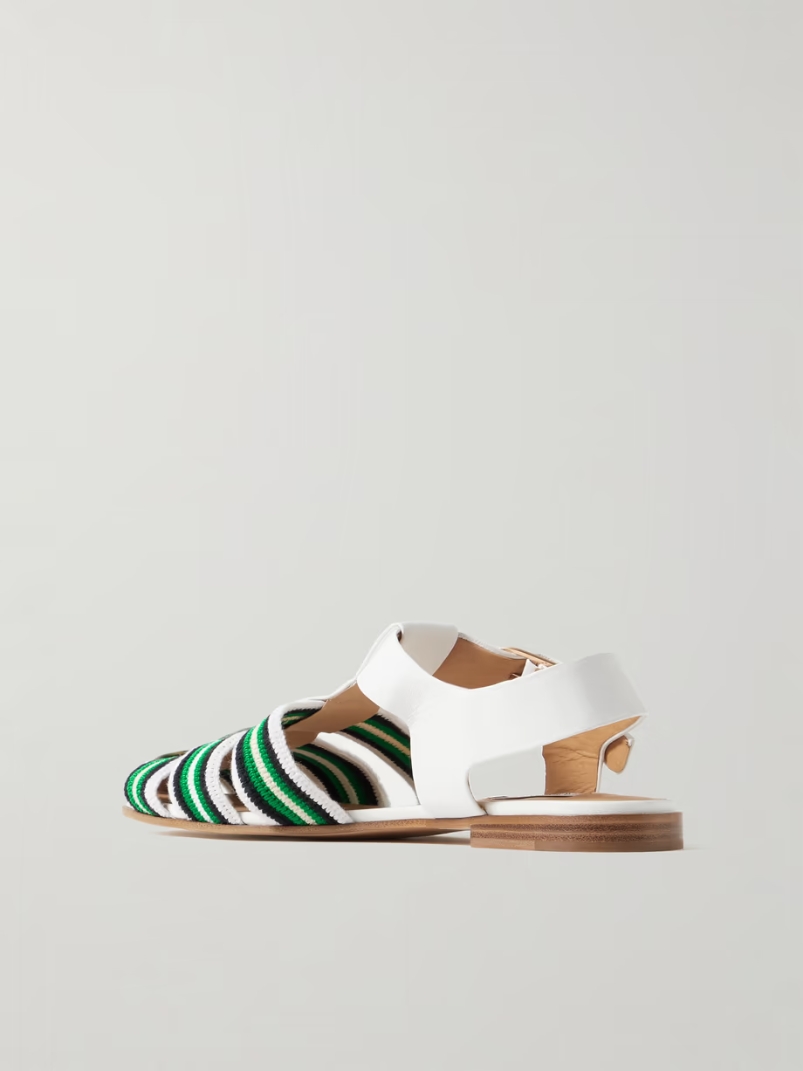 Calla striped crochet-knit and leather sandals Calla striped crochet-knit and leather sandals