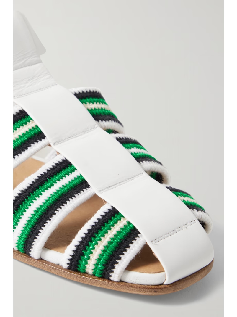 Calla striped crochet-knit and leather sandals Calla striped crochet-knit and leather sandals