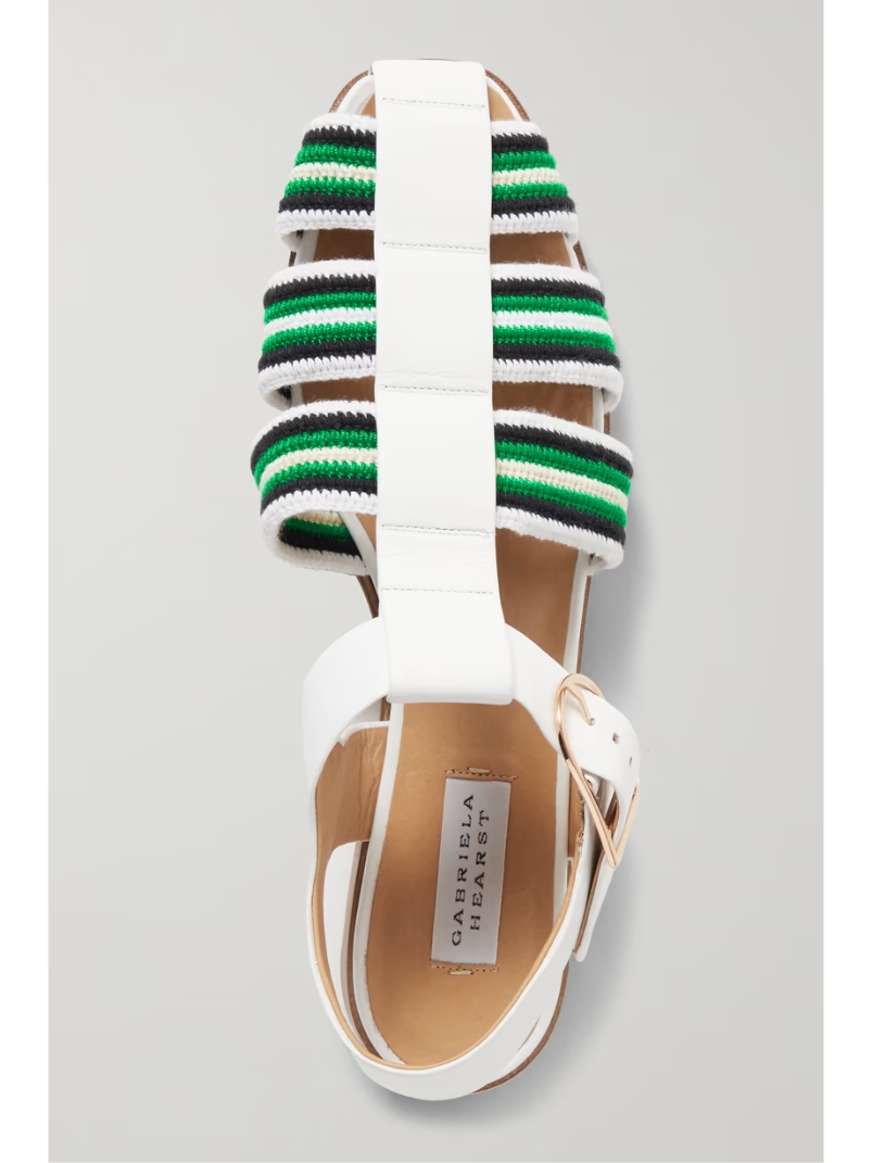 Calla striped crochet-knit and leather sandals Calla striped crochet-knit and leather sandals