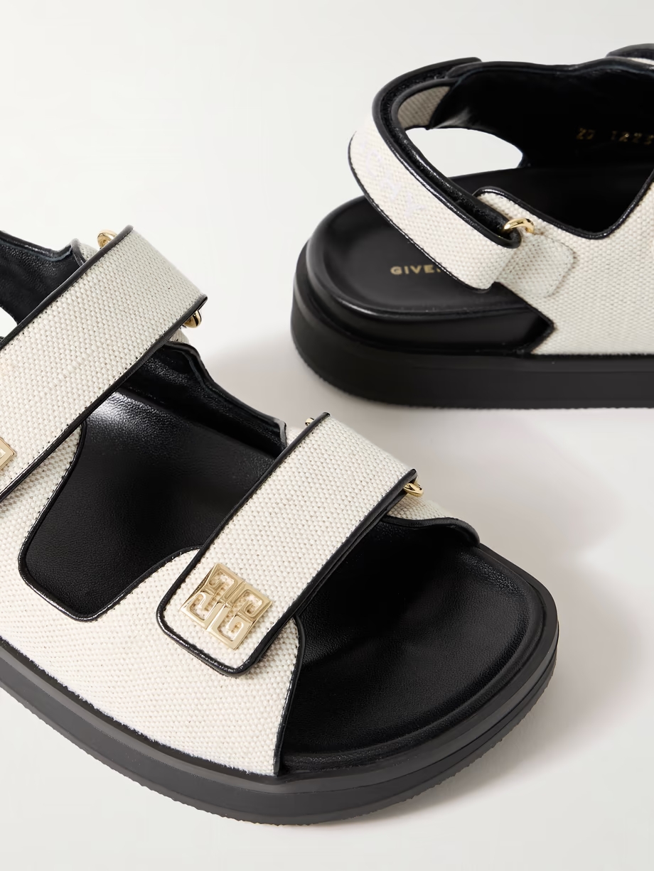 4G logo-embellished leather-trimmed canvas sandals 4G logo-embellished leather-trimmed canvas sandals