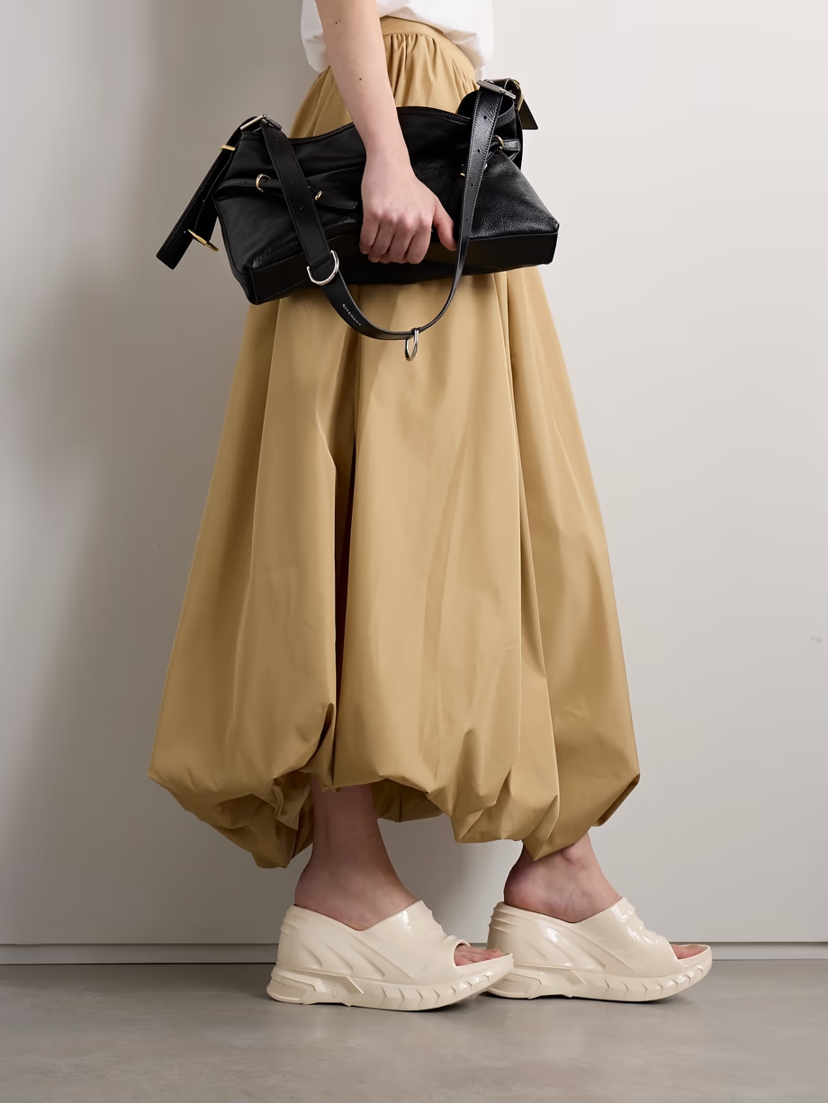 Marshmallow glossed-rubber platform wedge mules Marshmallow glossed-rubber platform wedge mules