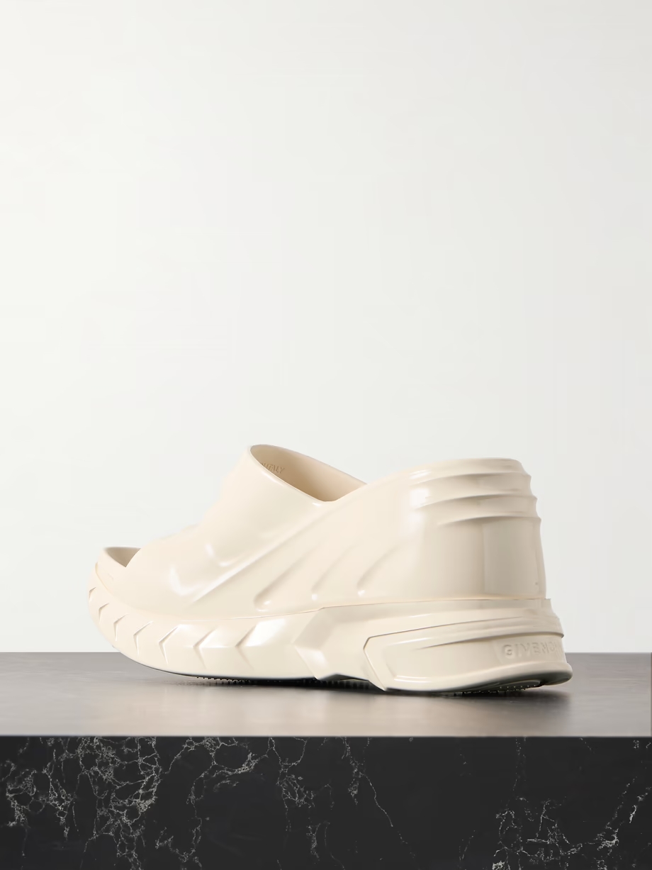 Marshmallow glossed-rubber platform wedge mules Marshmallow glossed-rubber platform wedge mules
