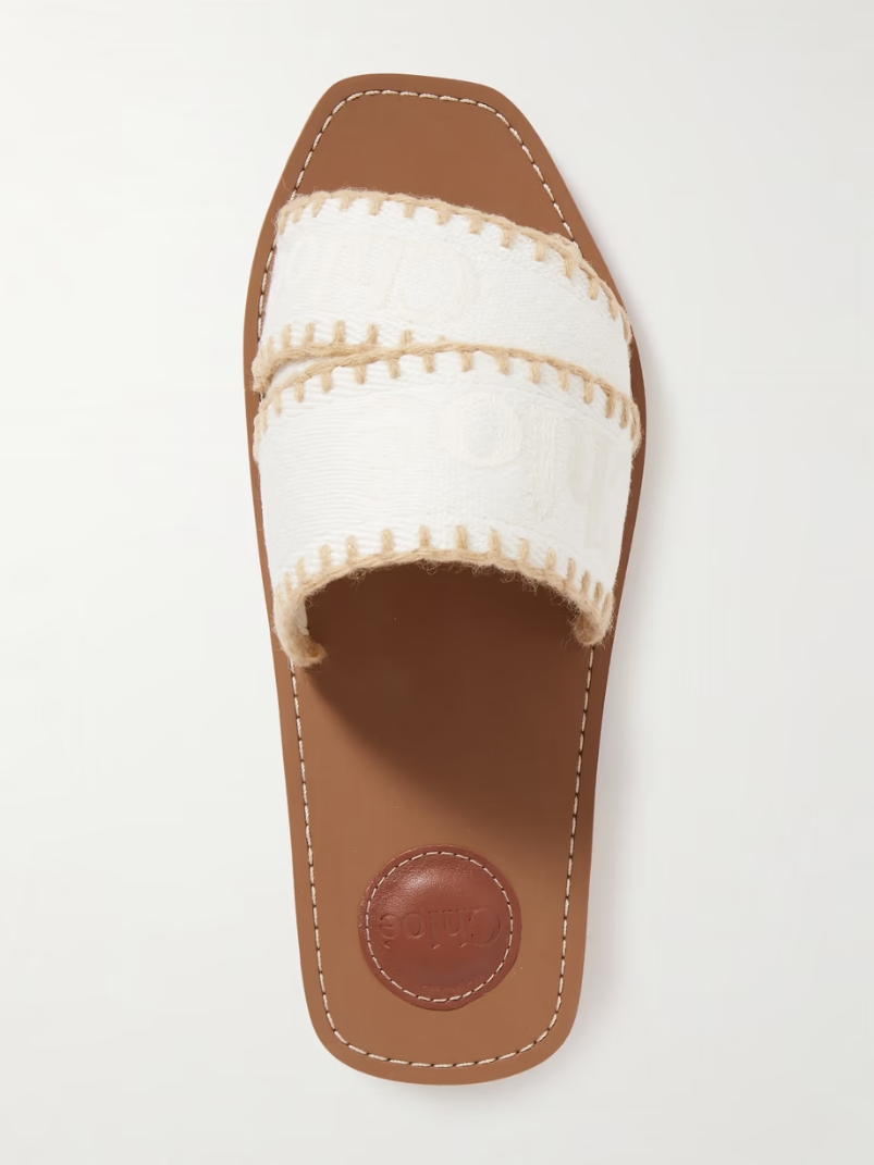 Woody whipstitched logo-jacquard canvas slides Woody whipstitched logo-jacquard canvas slides