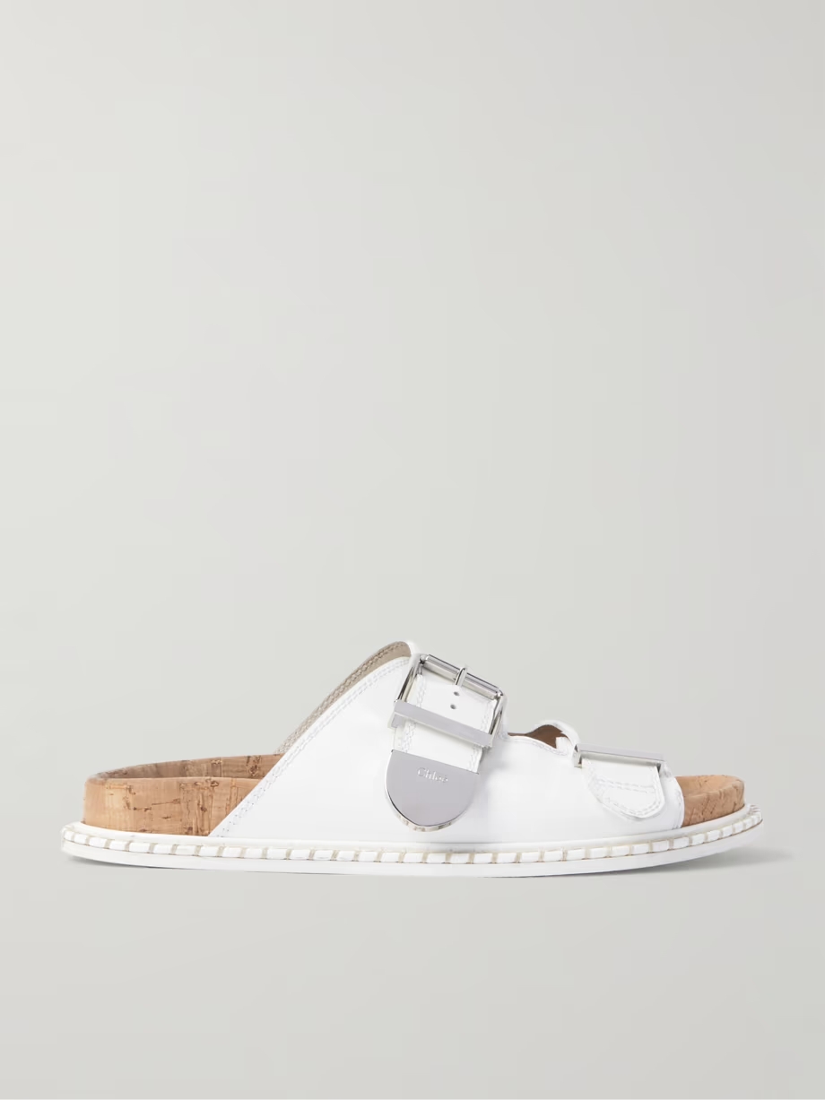 Rebecca buckled leather slides Rebecca buckled leather slides