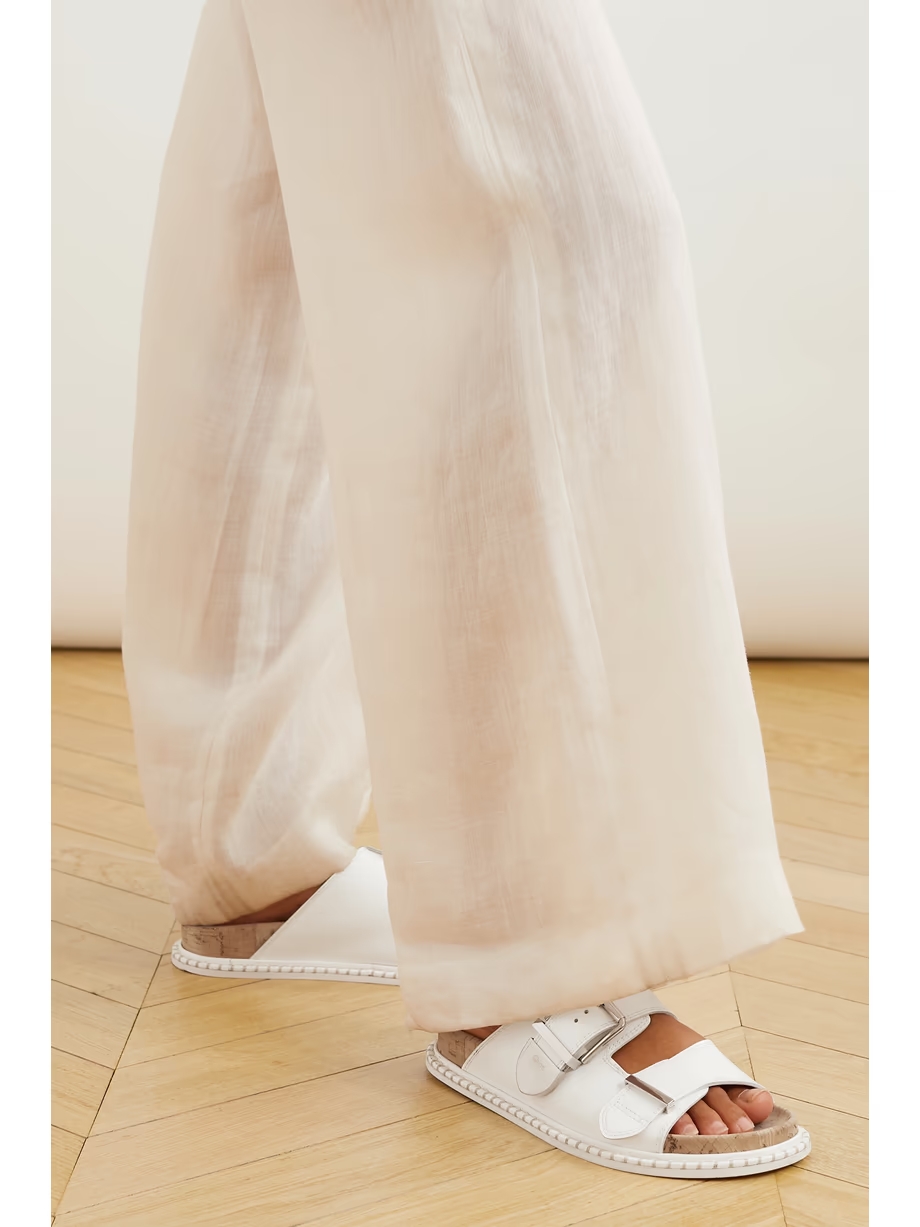 Rebecca buckled leather slides Rebecca buckled leather slides