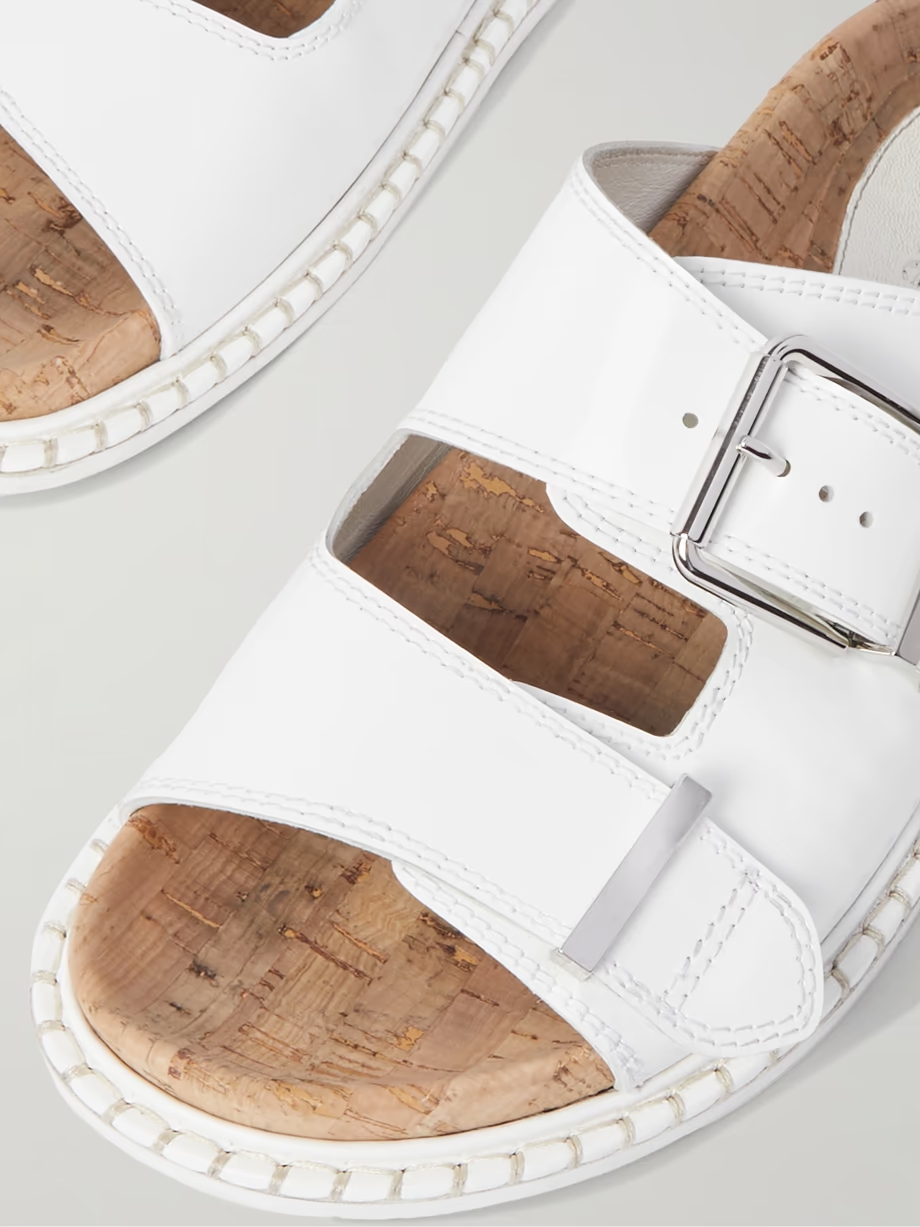 Rebecca buckled leather slides Rebecca buckled leather slides