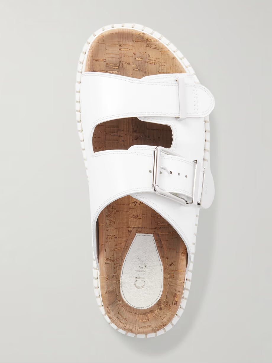 Rebecca buckled leather slides Rebecca buckled leather slides