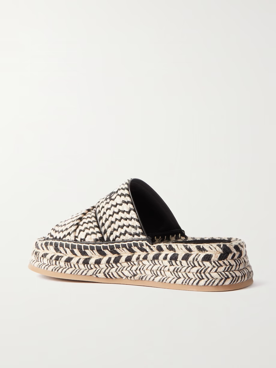 Mila embroidered leather-trimmed raffia espadrilles Mila embroidered leather-trimmed raffia espadrilles