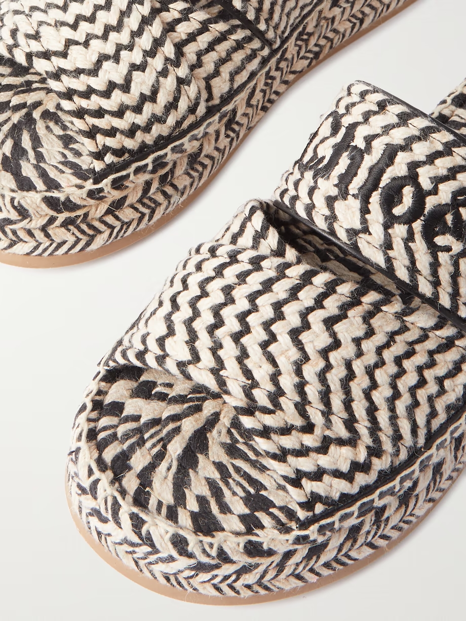 Mila embroidered leather-trimmed raffia espadrilles Mila embroidered leather-trimmed raffia espadrilles