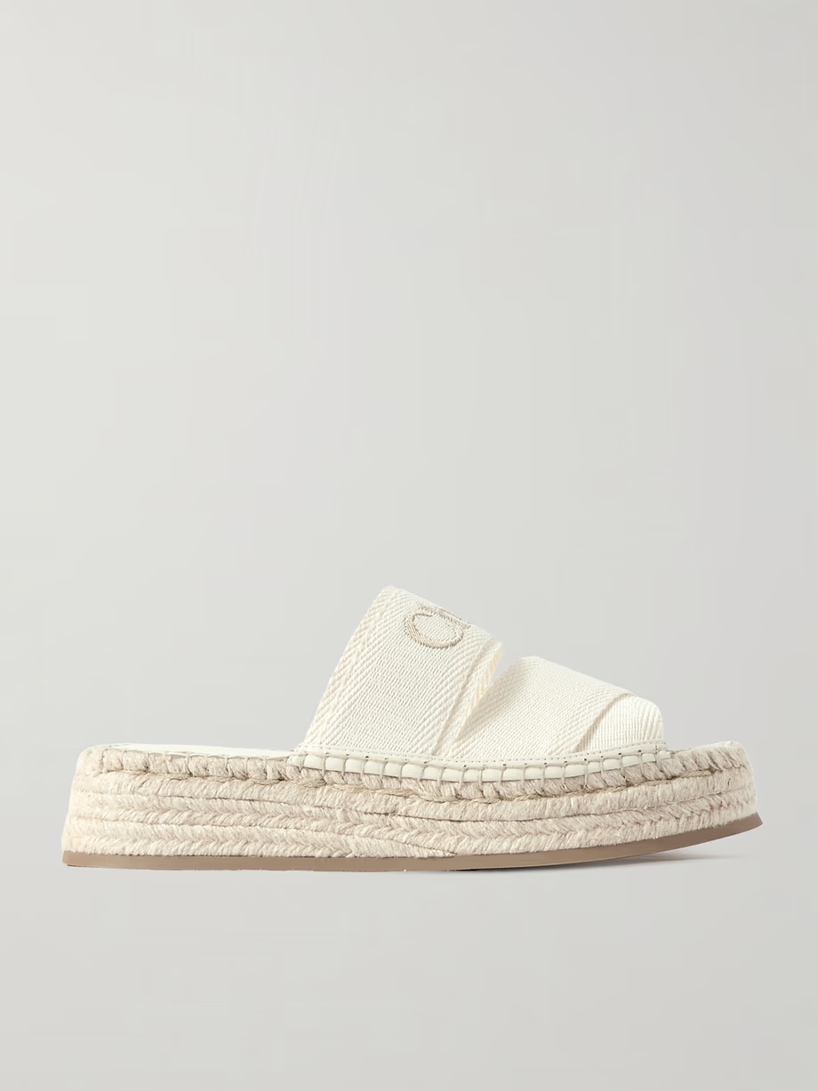 Mila logo-embroidered canvas espadrille slides Mila logo-embroidered canvas espadrille slides