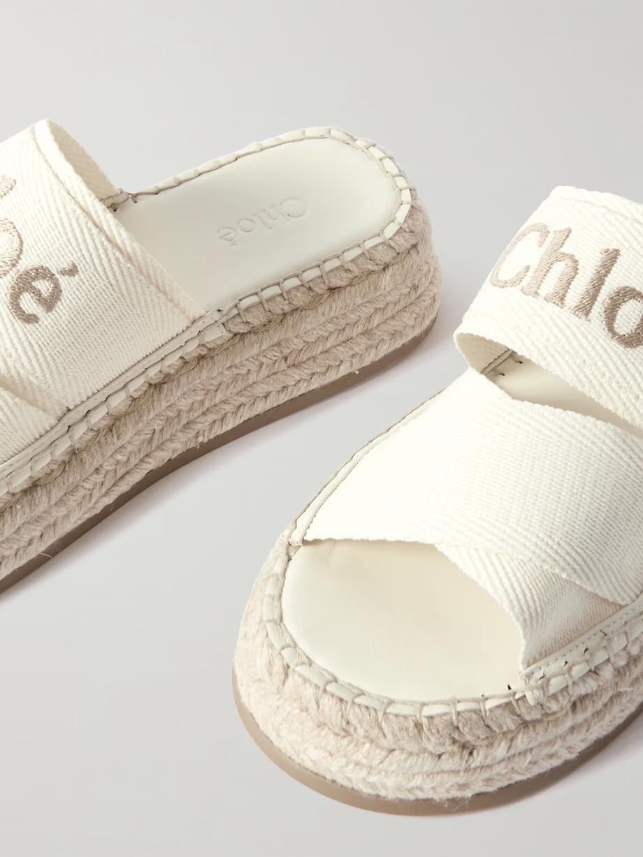 Mila logo-embroidered canvas espadrille slides Mila logo-embroidered canvas espadrille slides