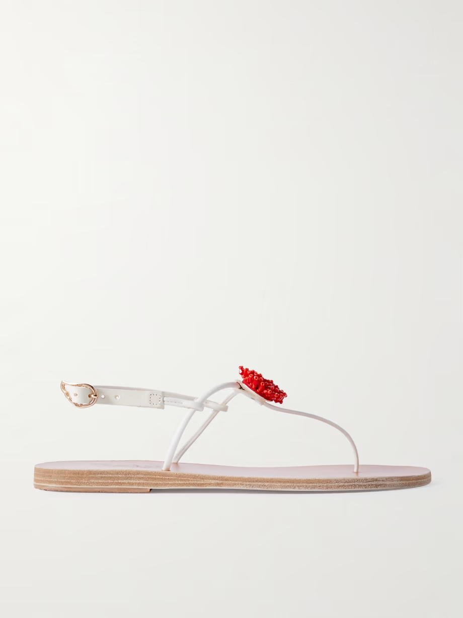 Dimitra Coral embellished leather sandals Dimitra Coral embellished leather sandals