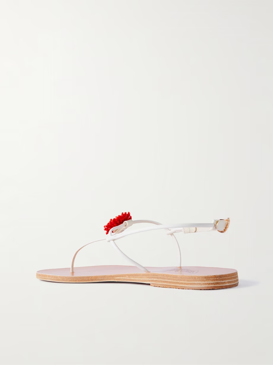 Dimitra Coral embellished leather sandals Dimitra Coral embellished leather sandals