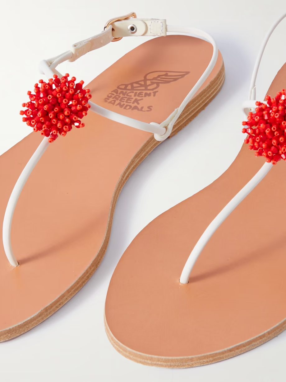 Dimitra Coral embellished leather sandals Dimitra Coral embellished leather sandals