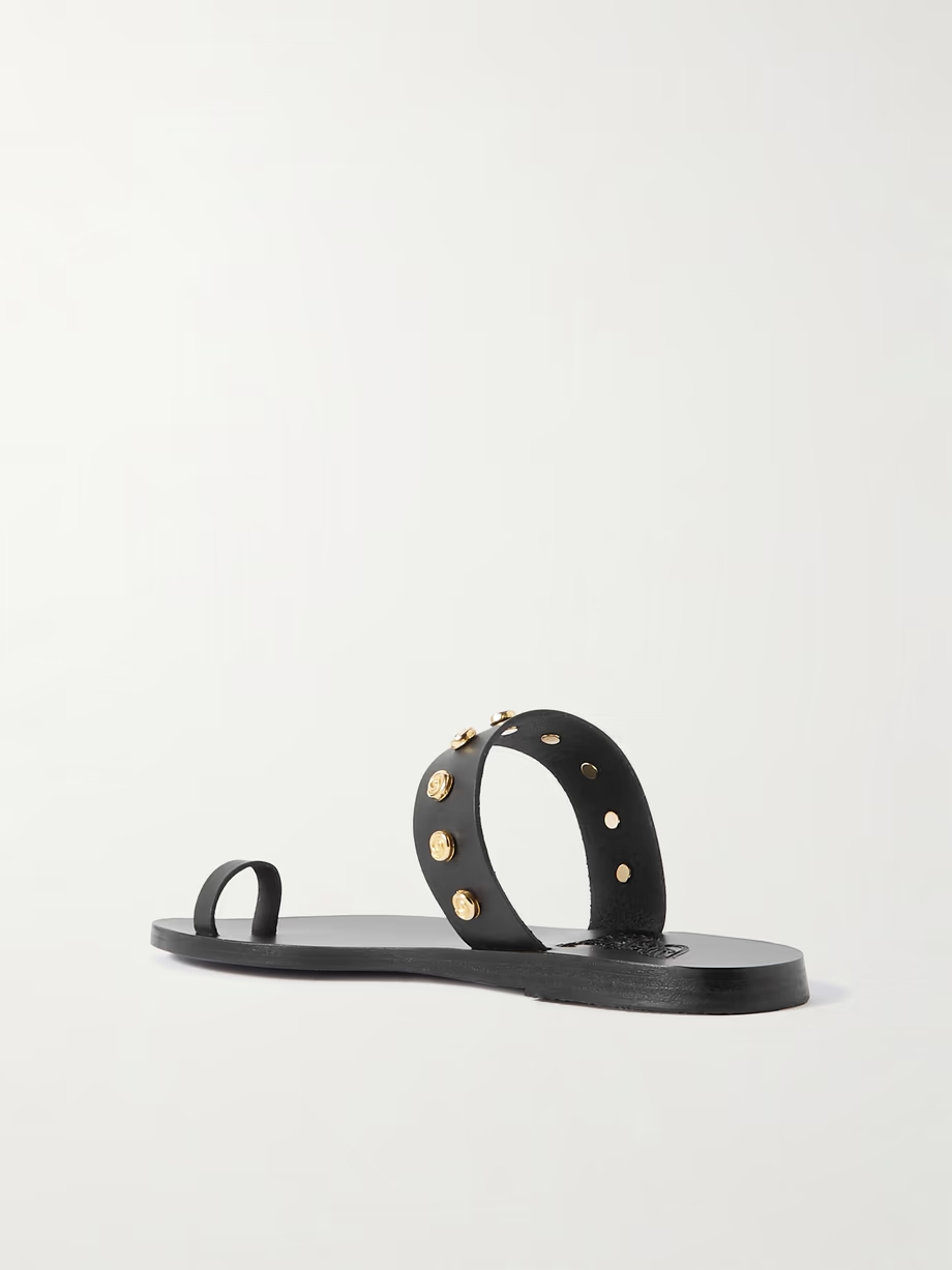 Thalia Shell embellished leather slides Thalia Shell embellished leather slides