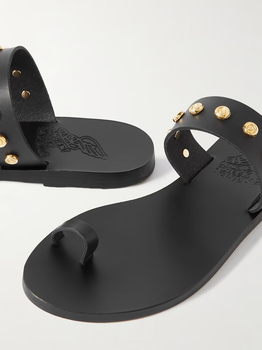 Thalia Shell embellished leather slides Thalia Shell embellished leather slides