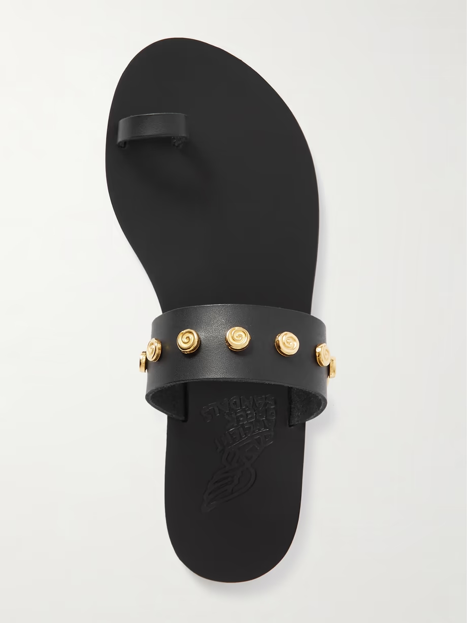Thalia Shell embellished leather slides Thalia Shell embellished leather slides