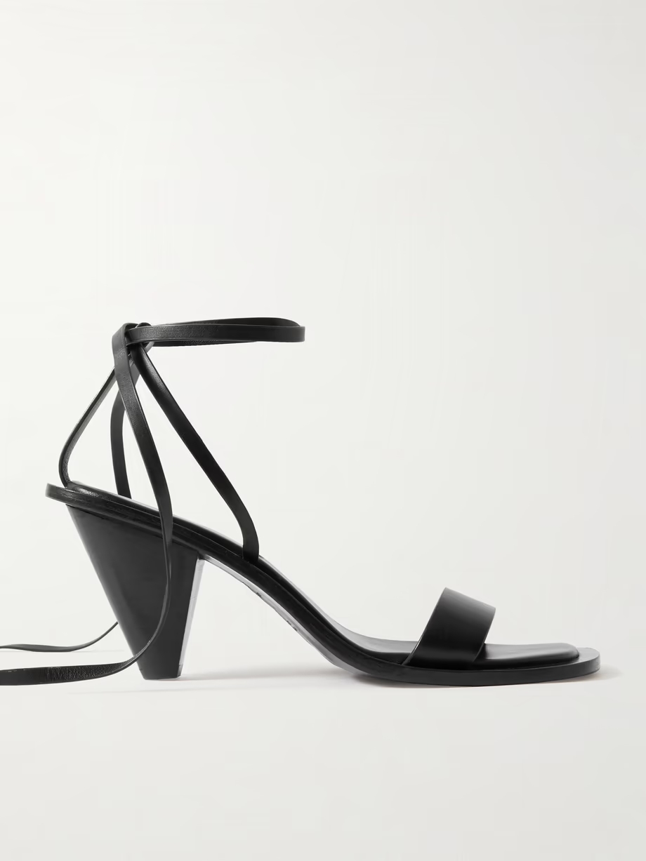 Tie-detailed leather sandals Tie-detailed leather sandals