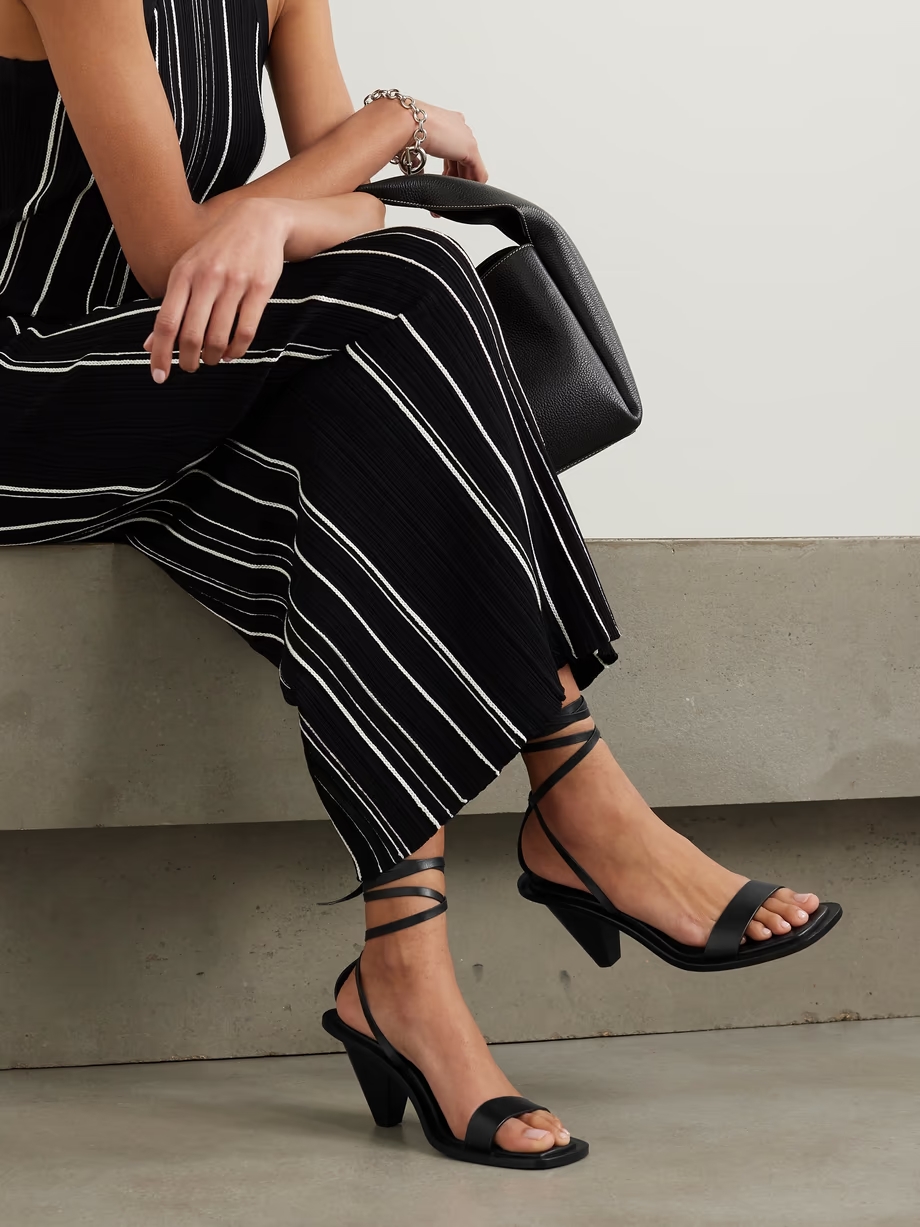 Tie-detailed leather sandals Tie-detailed leather sandals