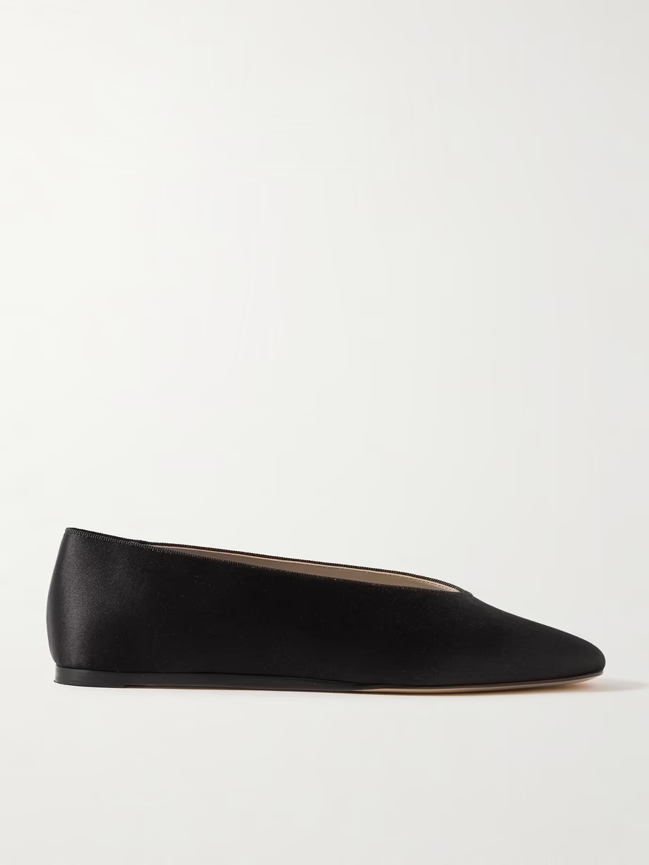 Regency grosgrain-trimmed satin ballet flats Regency grosgrain-trimmed satin ballet flats