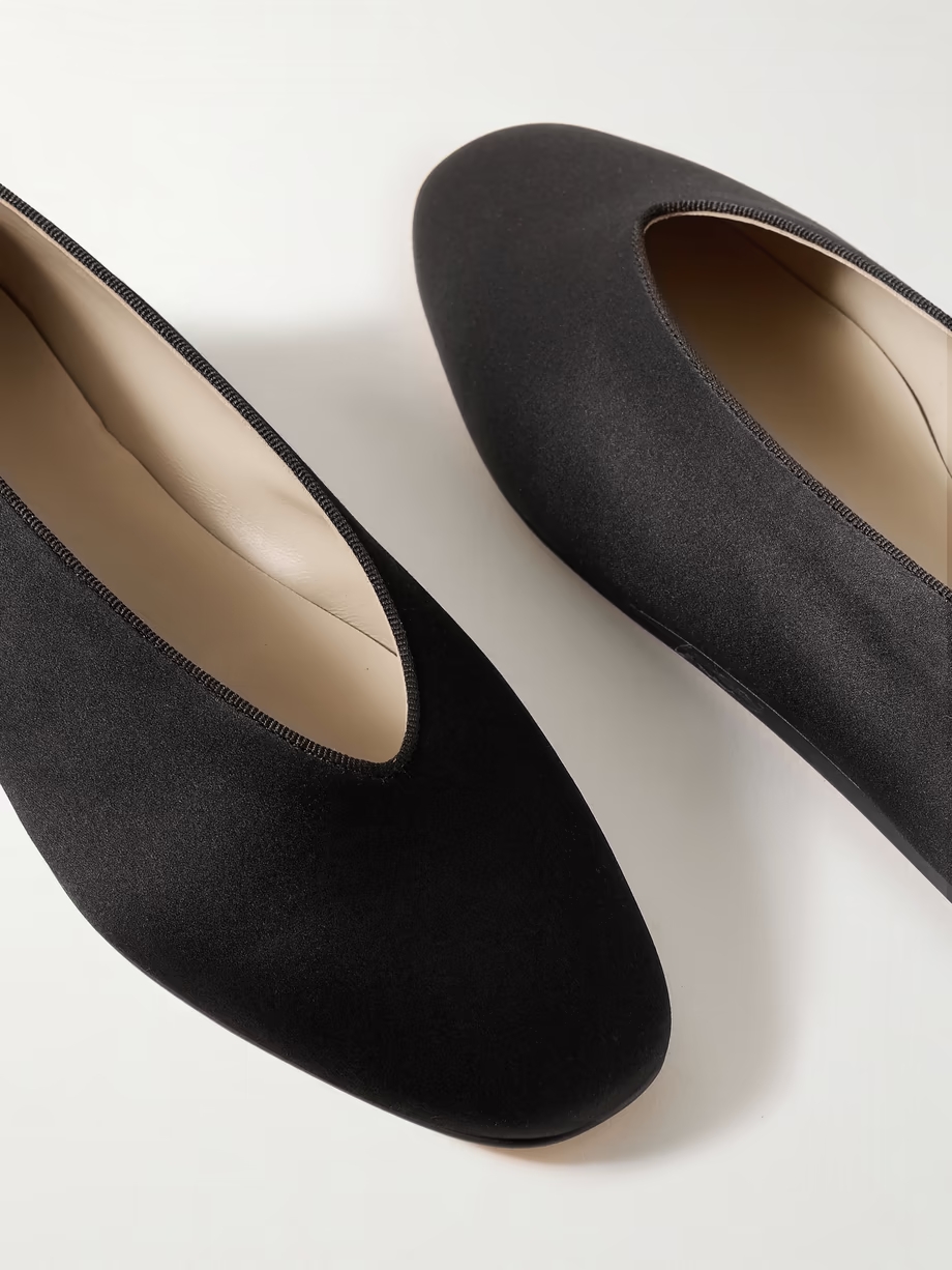 Regency grosgrain-trimmed satin ballet flats Regency grosgrain-trimmed satin ballet flats