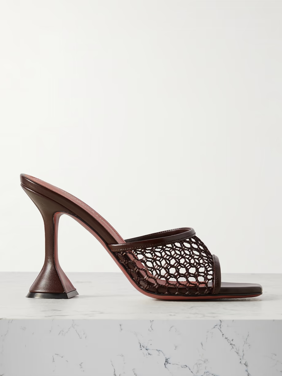 Lupita fishnet and leather mules Lupita fishnet and leather mules