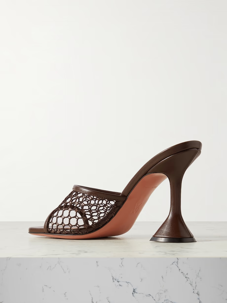Lupita fishnet and leather mules Lupita fishnet and leather mules