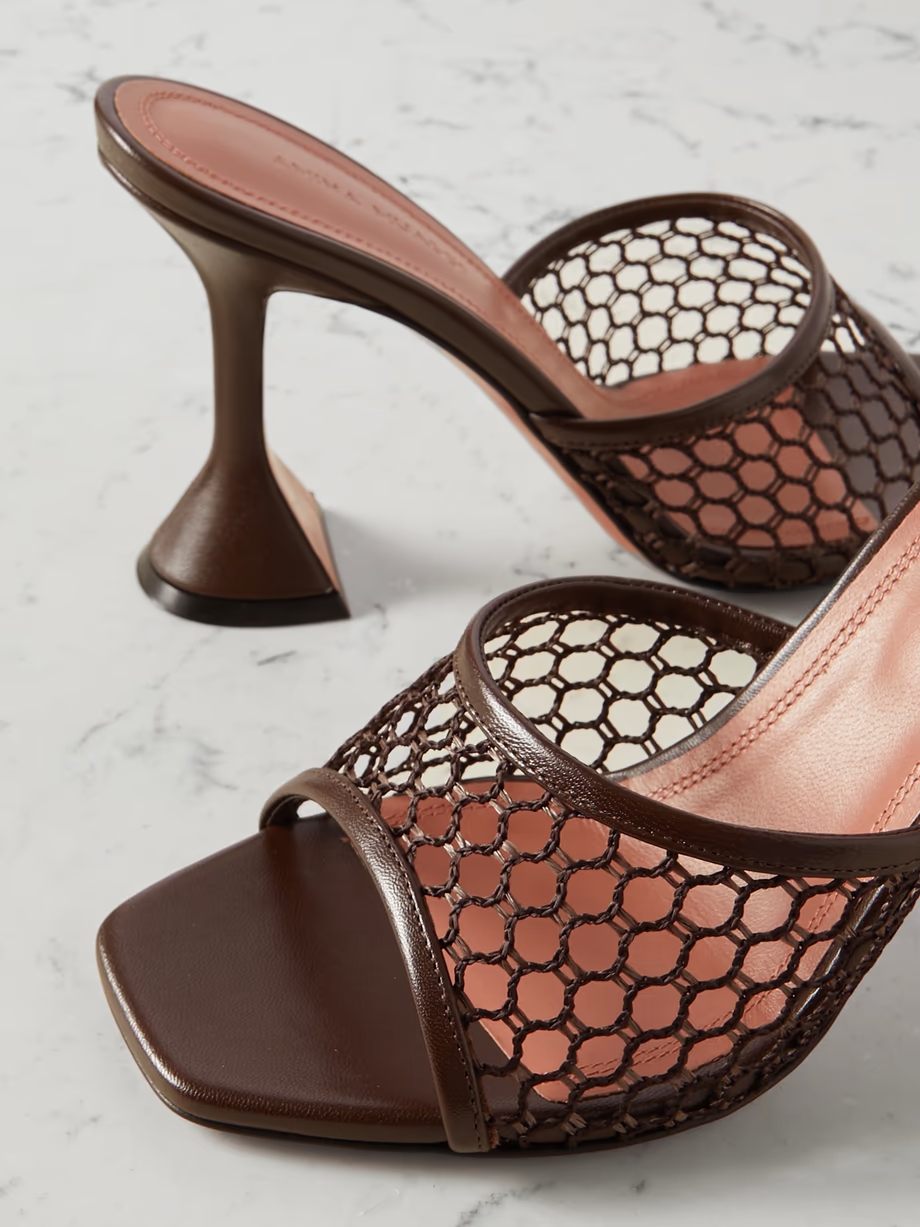 Lupita fishnet and leather mules Lupita fishnet and leather mules