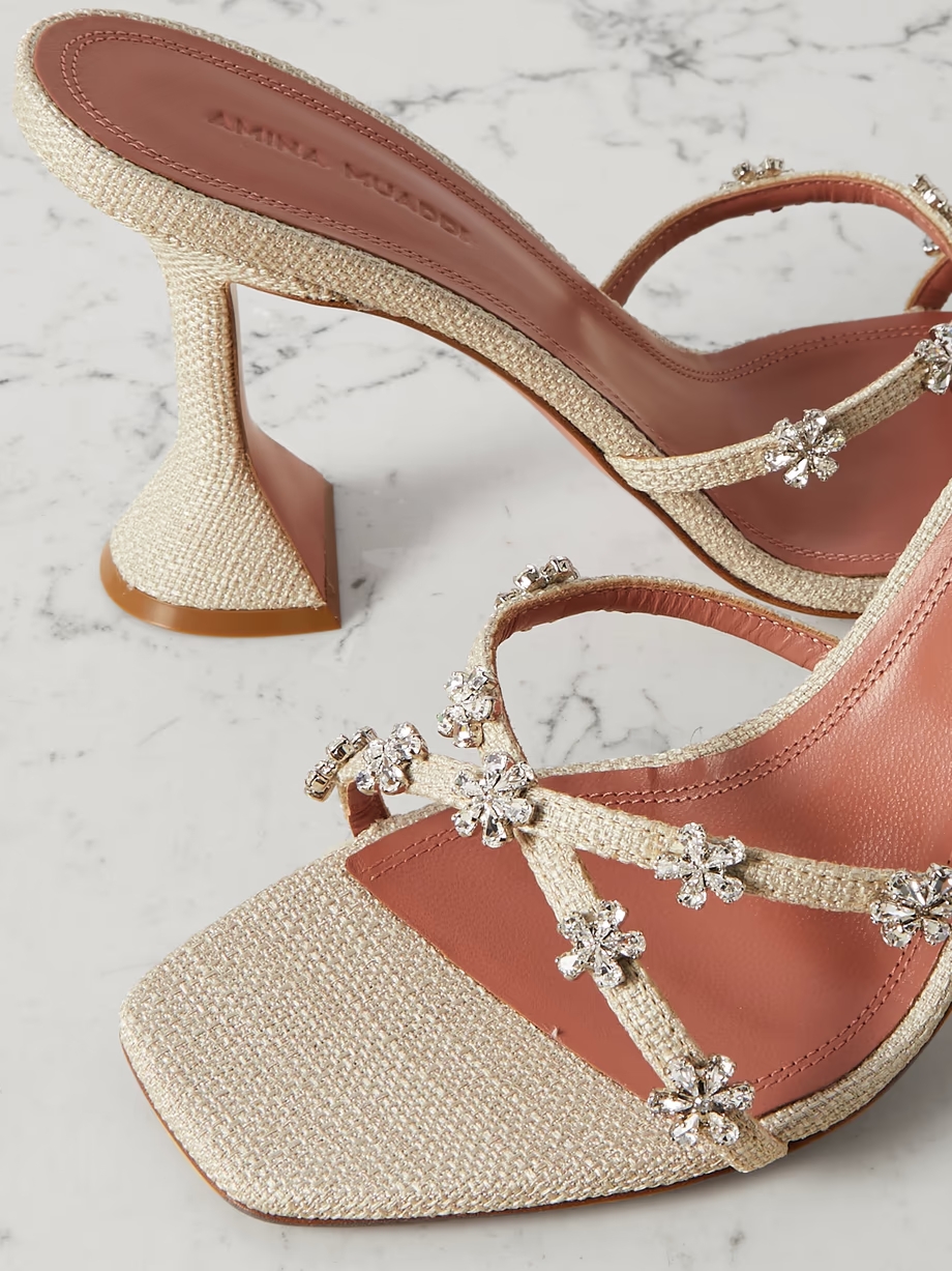 Lily crystal-embellished canvas mules Lily crystal-embellished canvas mules