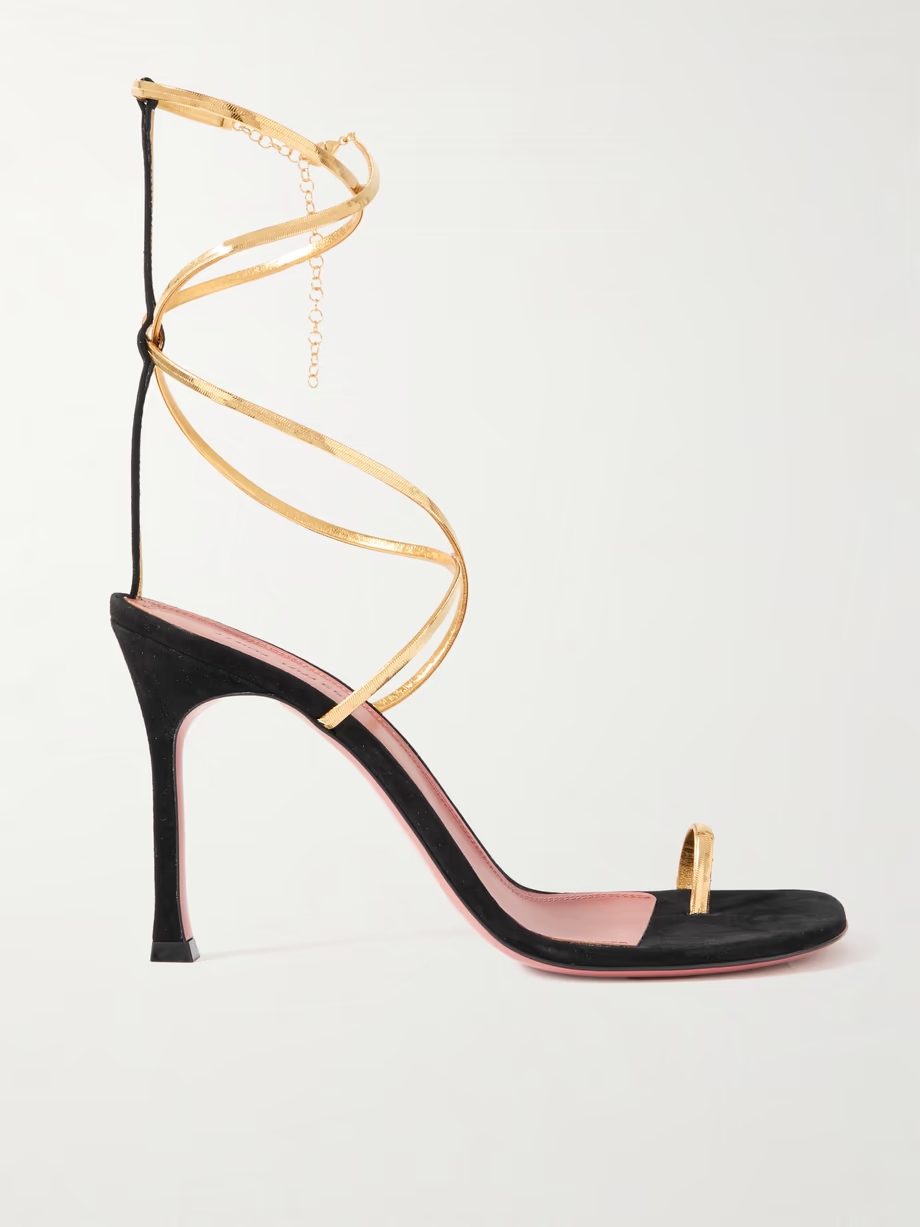 Henson embellished suede and metallic leather sandals Henson embellished suede and metallic leather sandals