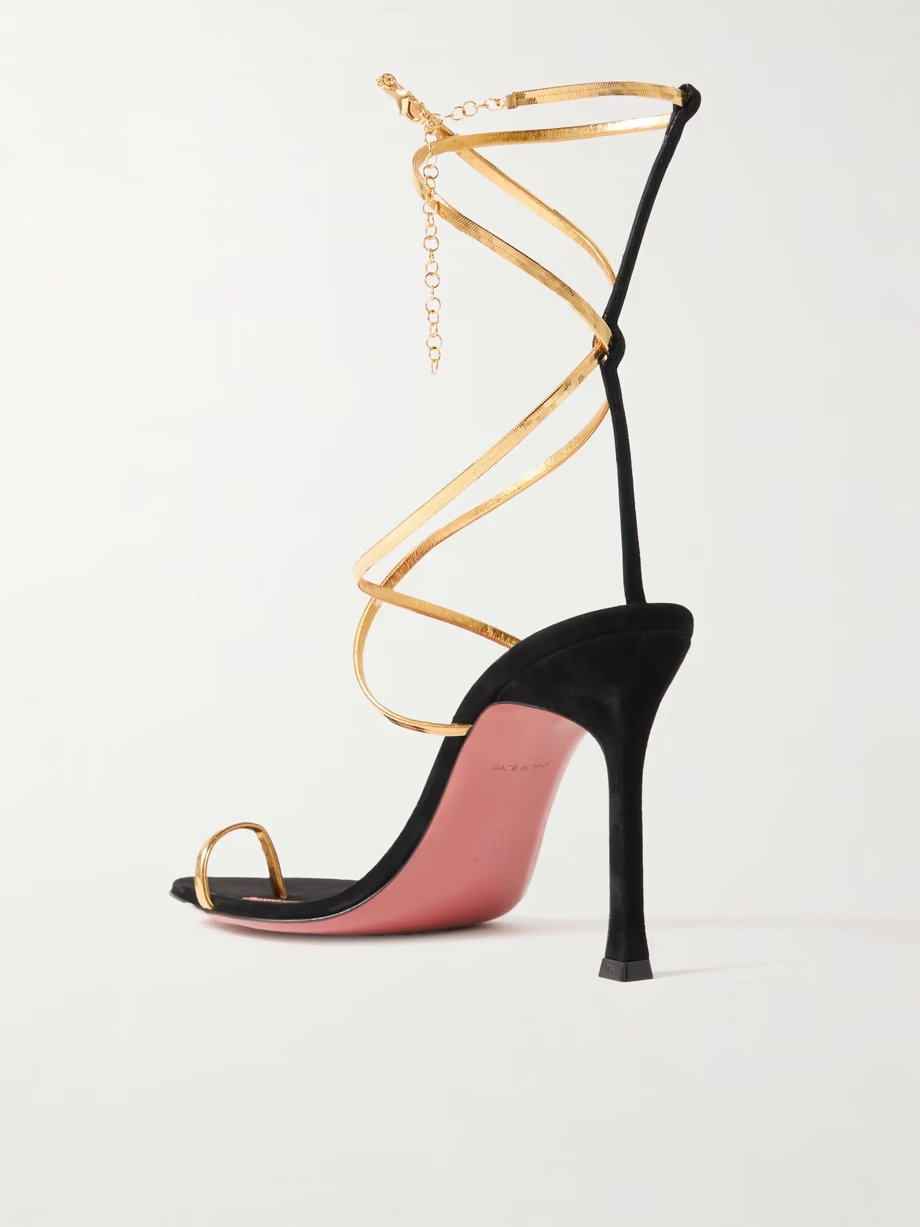 Henson embellished suede and metallic leather sandals Henson embellished suede and metallic leather sandals