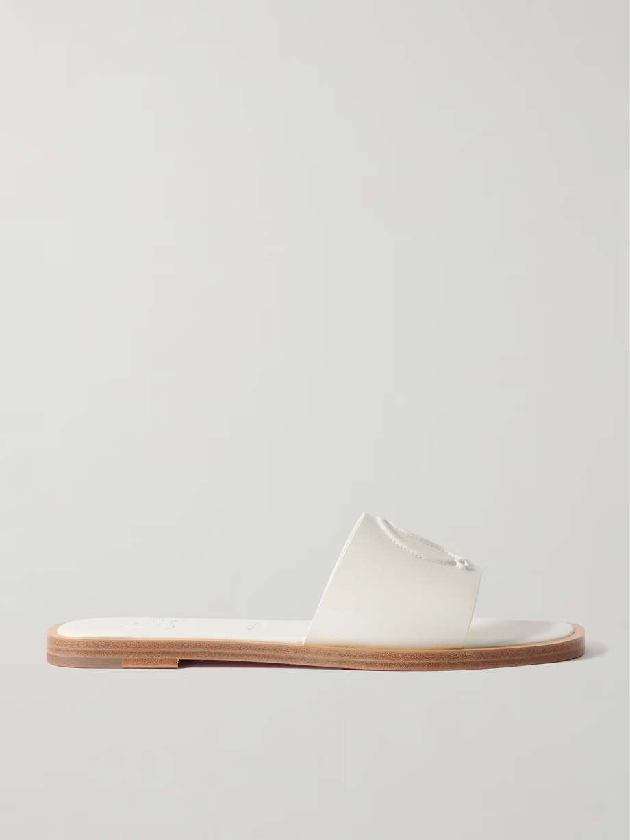 CL logo-embossed leather slides CL logo-embossed leather slides