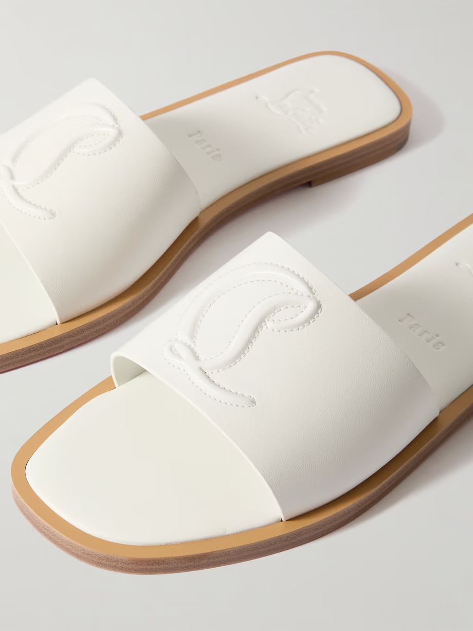 CL logo-embossed leather slides CL logo-embossed leather slides