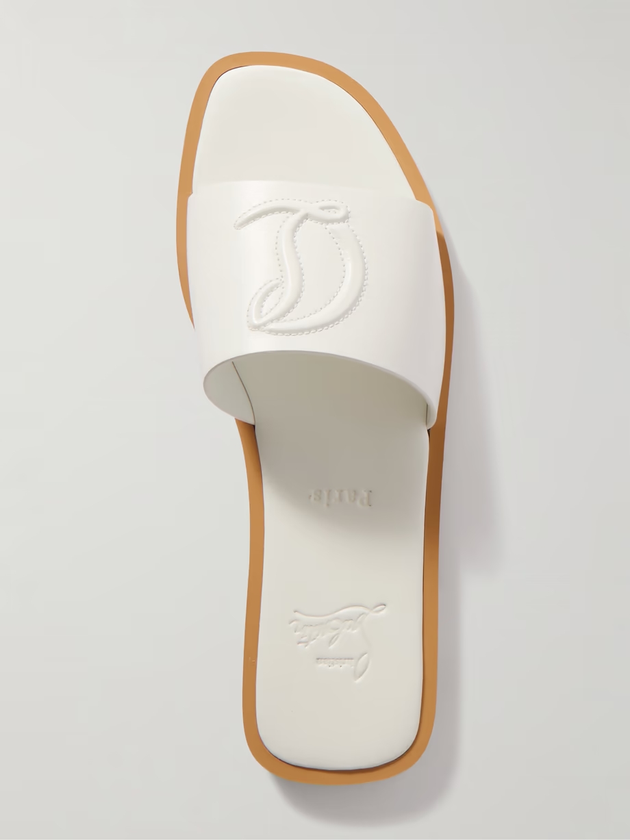 CL logo-embossed leather slides CL logo-embossed leather slides