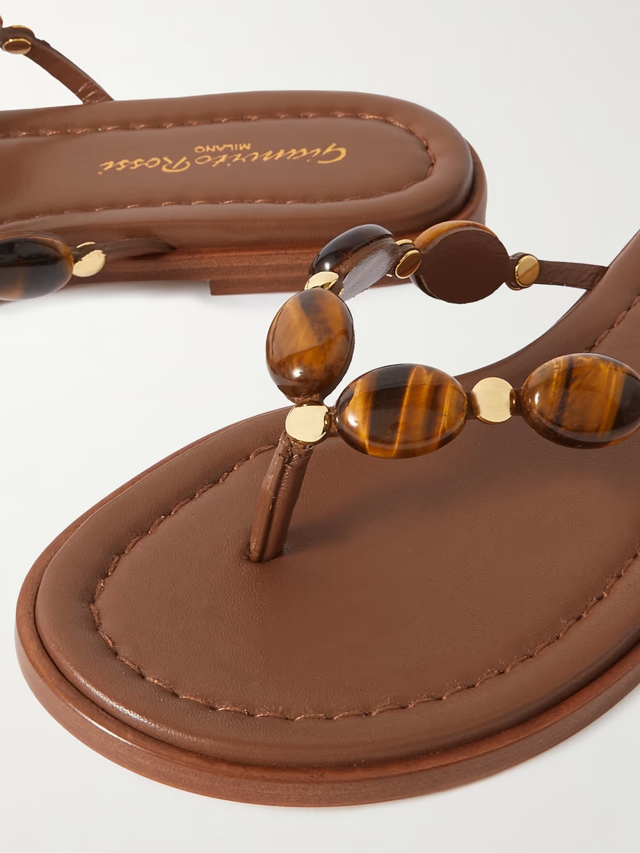 Shanti embellished leather thong sandals Shanti embellished leather thong sandals