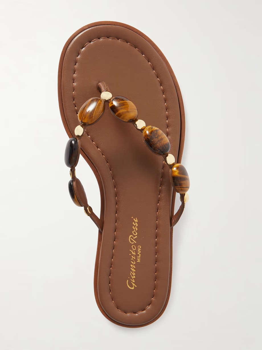 Shanti embellished leather thong sandals Shanti embellished leather thong sandals