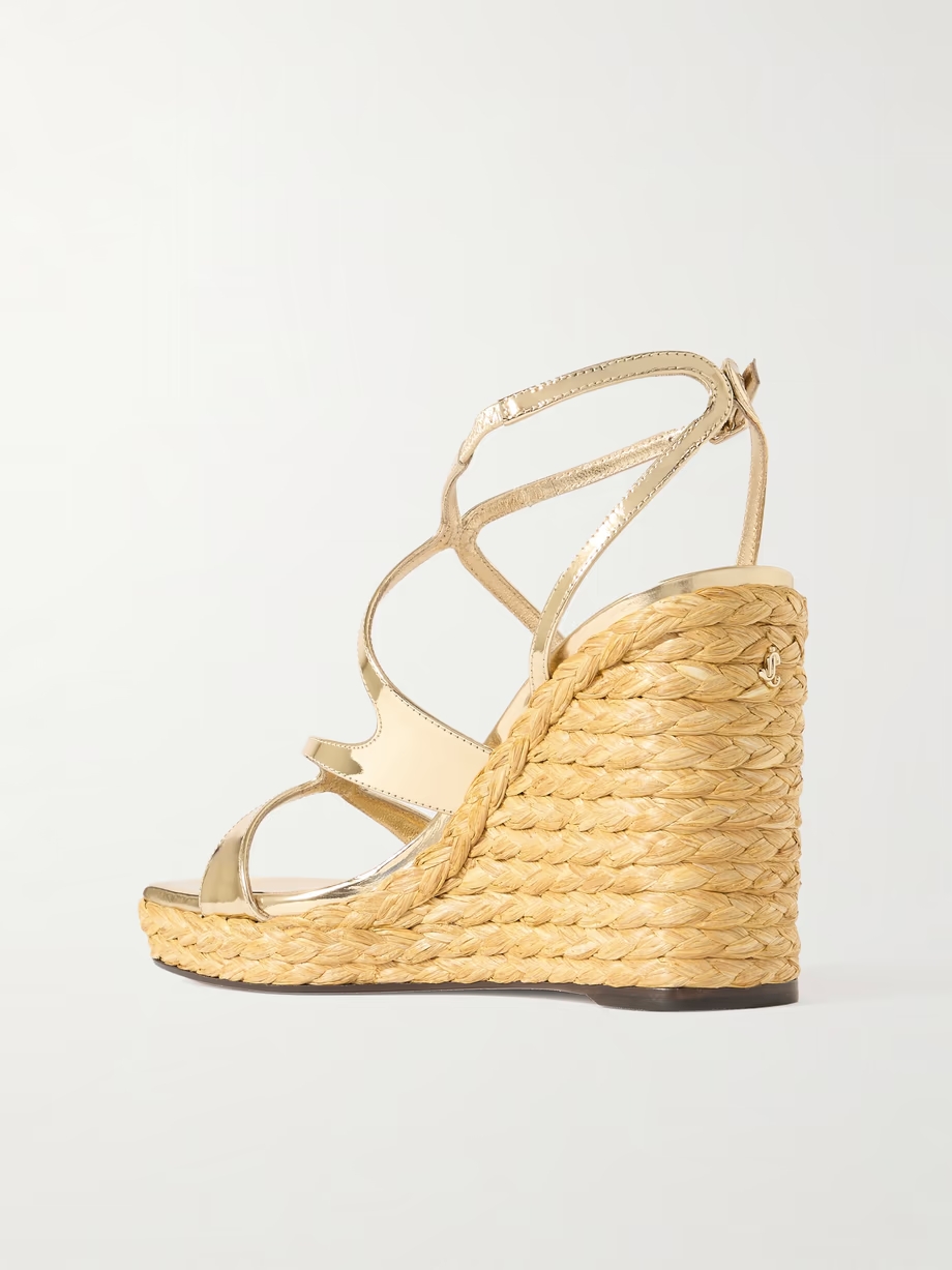 Ayla 110 metallic leather espadrille wedge sandals Ayla 110 metallic leather espadrille wedge sandals