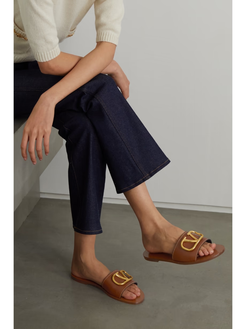 Valentino Garavani VLOGO textured-leather slides Valentino Garavani VLOGO textured-leather slides