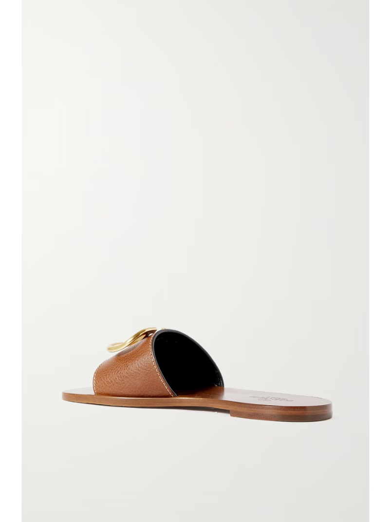 Valentino Garavani VLOGO textured-leather slides Valentino Garavani VLOGO textured-leather slides