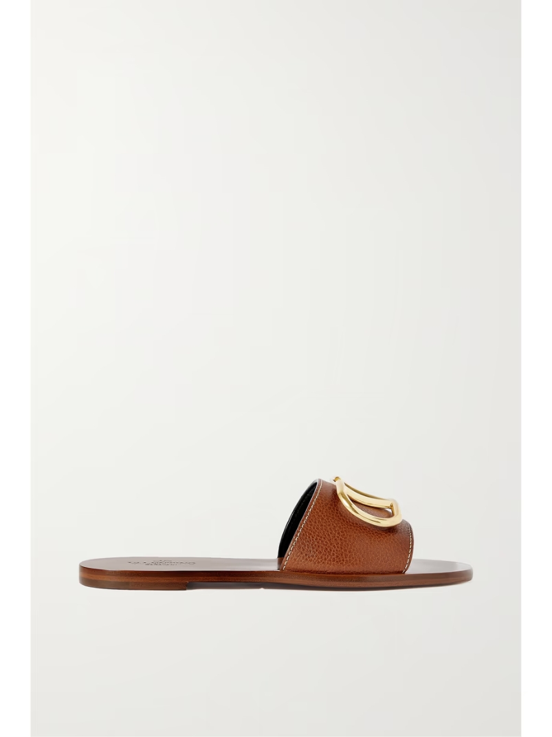 Valentino Garavani VLOGO textured-leather slides Valentino Garavani VLOGO textured-leather slides