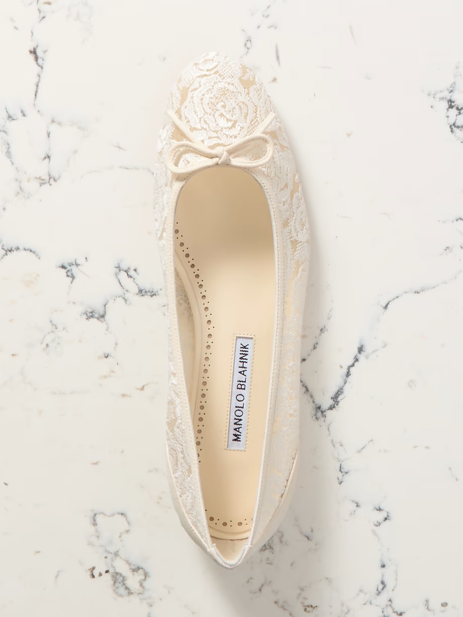 Verizzo bow-detailed suede-trimmed cotton-blend lace ballet flats Verizzo bow-detailed suede-trimmed cotton-blend lace ballet flats