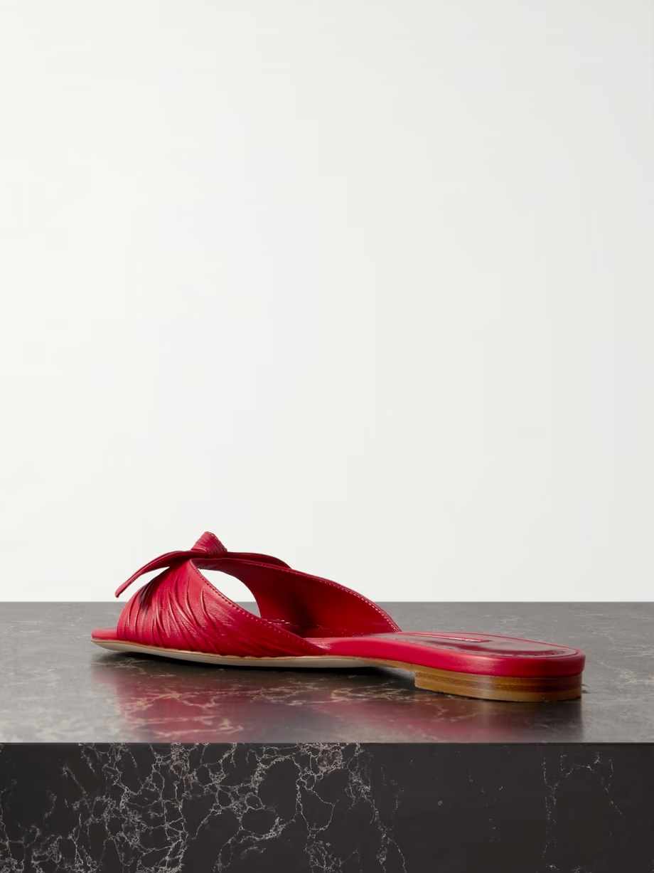 Lolloflat bow-embellished gathered leather sandals Lolloflat bow-embellished gathered leather sandals